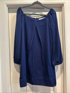 Women's Long Sleeve Navy Peasant Dress